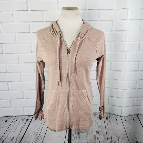 Calvin Klein Performance Even Sand Ruched LS Zip Front Hoodie Jacket - Small - Picture 4 of 16